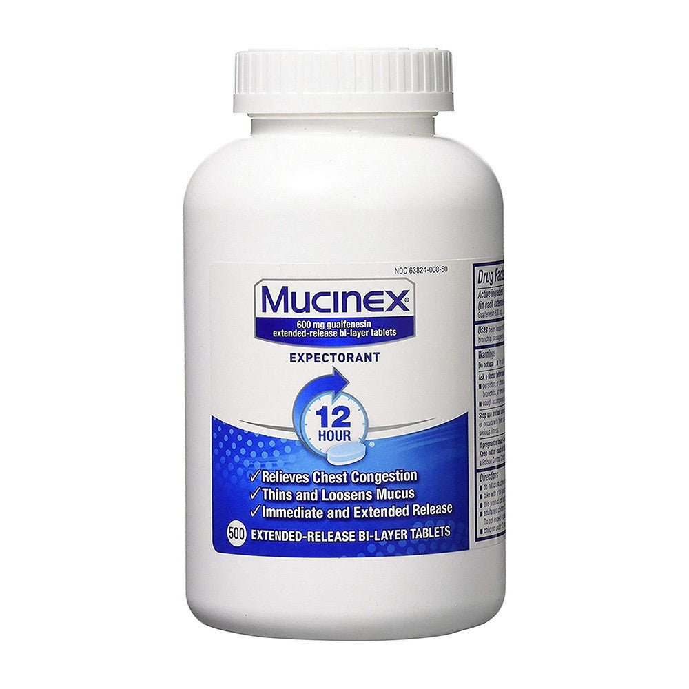 Mucinex 12-Hour Chest Congestion Expectorant Tablets, 500 Ea